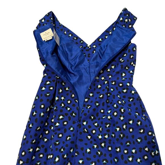 NWT Kate Spade Blue Modern Cheetah Print Fit & Flare Dress - Size 4 Knee-Length - Picture 9 of 12